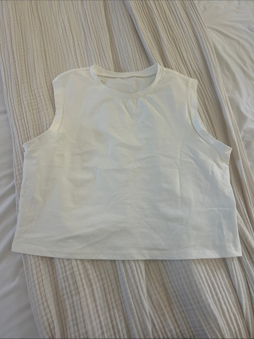 Classic White Sleeveless Crop Top - Unbranded